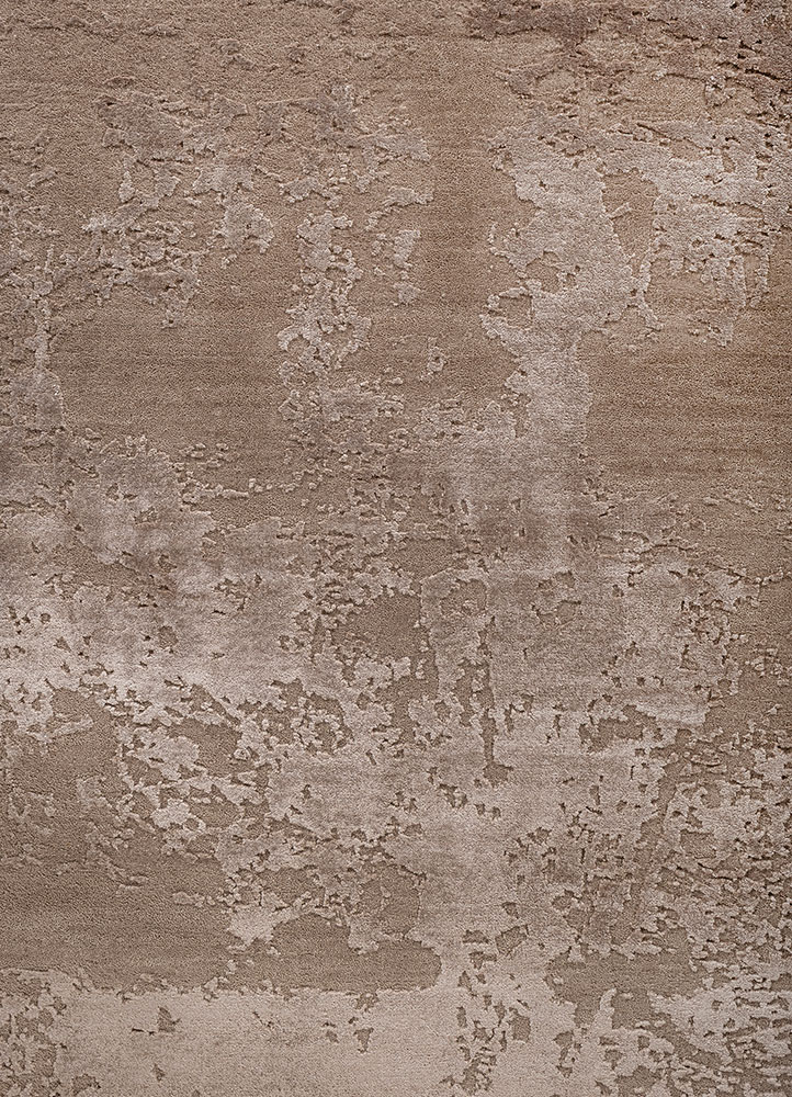 project error by kavi beige and brown wool and bamboo silk hand knotted Rug - CloseUp