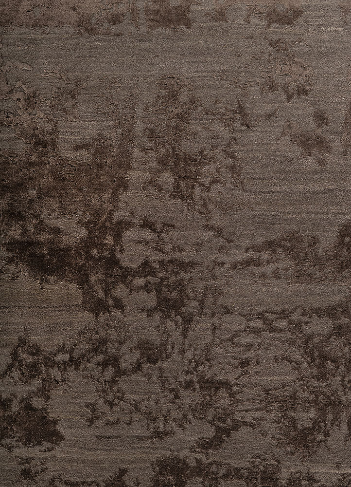 project error by kavi grey and black wool and bamboo silk hand knotted Rug - CloseUp