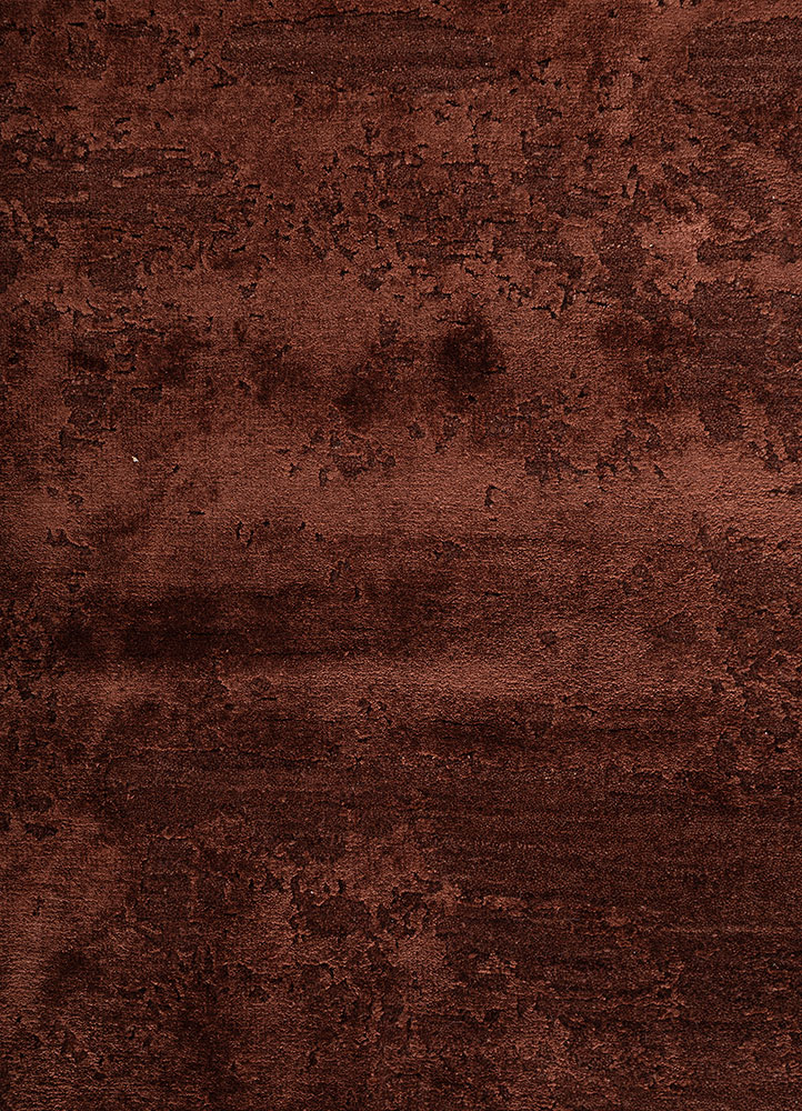project error by kavi red and orange wool and bamboo silk hand knotted Rug - CloseUp