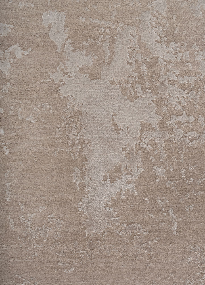 project error by kavi beige and brown wool and bamboo silk hand knotted Rug - CloseUp