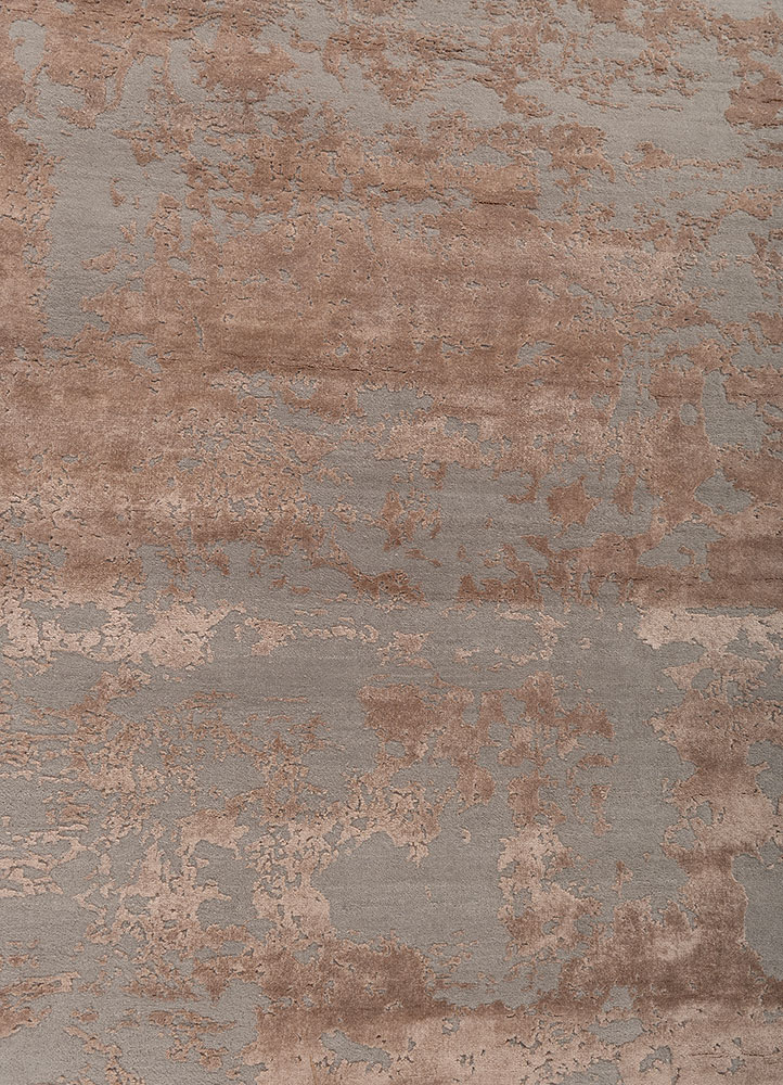 project error by kavi grey and black wool and bamboo silk hand knotted Rug - CloseUp