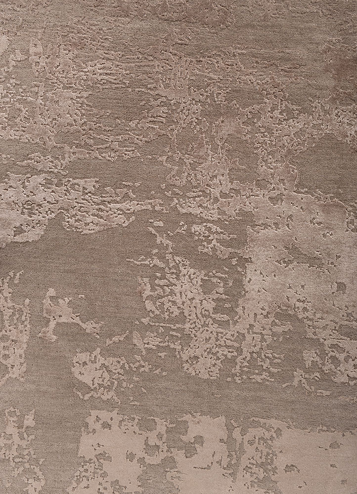 project error by kavi beige and brown wool and bamboo silk hand knotted Rug - CloseUp