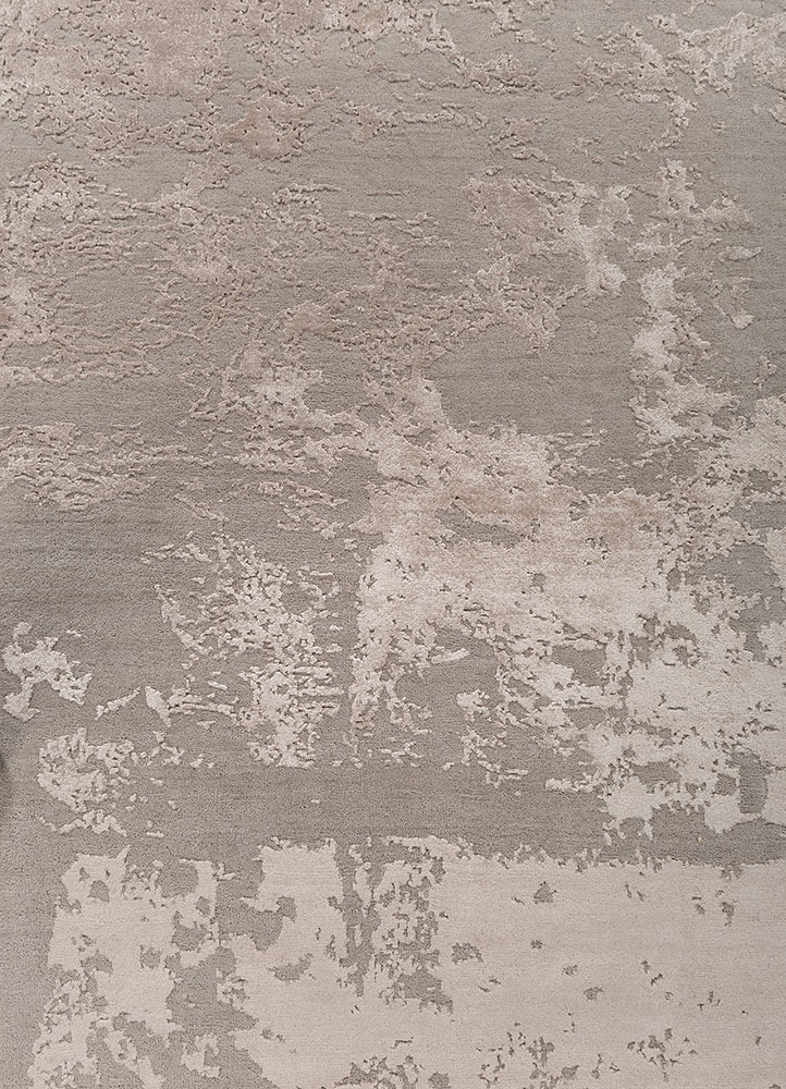 project error by kavi grey and black wool and bamboo silk hand knotted Rug - CloseUp
