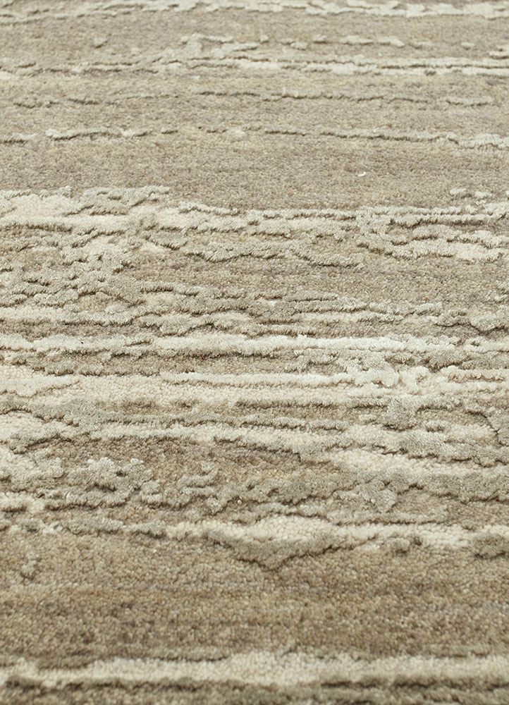 project error by kavi beige and brown wool and bamboo silk hand knotted Rug - CloseUp