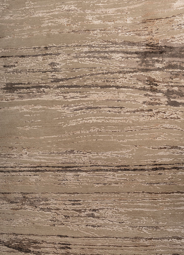 project error by kavi beige and brown wool and bamboo silk hand knotted Rug - CloseUp