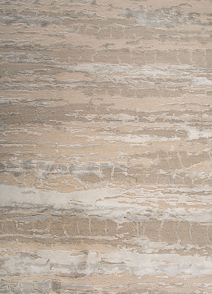 chaos theory by kavi grey and black wool and bamboo silk hand knotted Rug - CloseUp