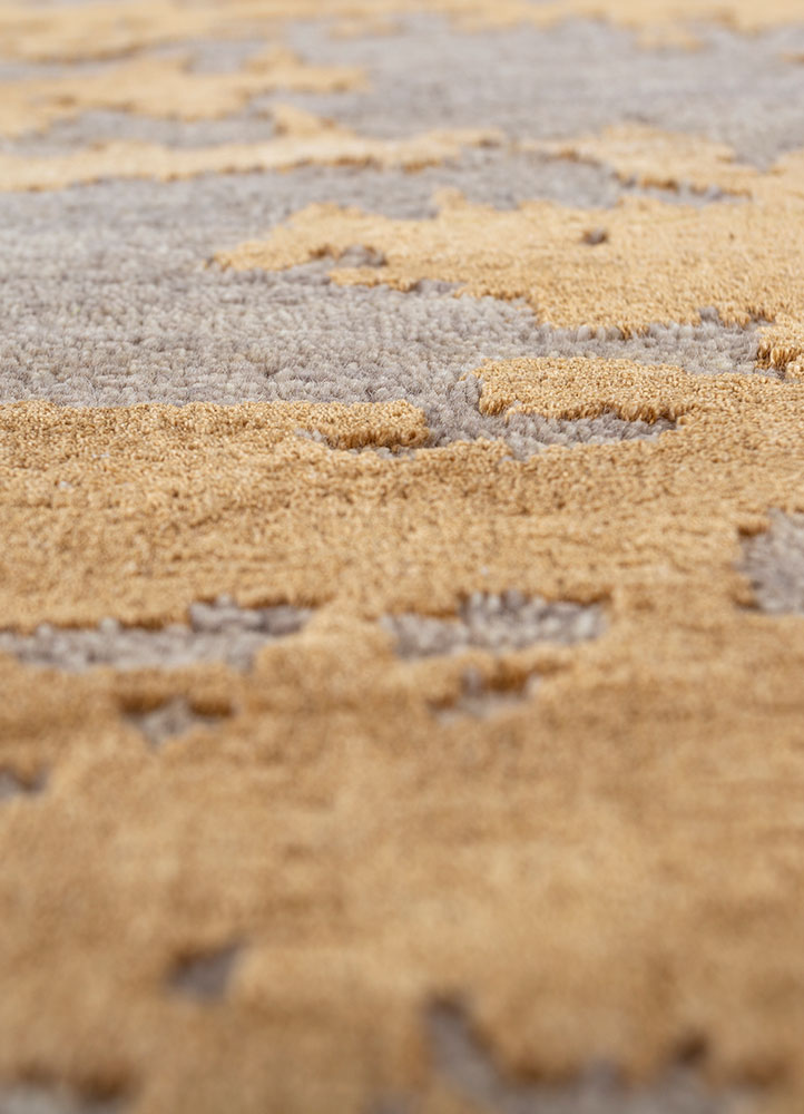 chaos theory by kavi grey and black wool and bamboo silk hand knotted Rug - CloseUp