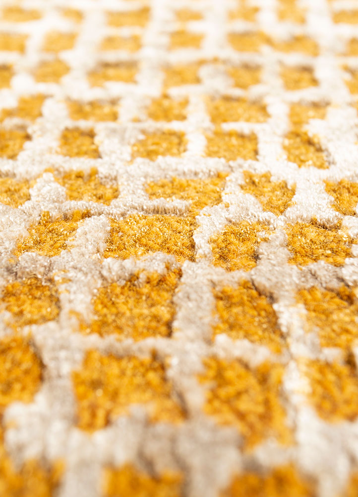 project error by kavi gold wool and bamboo silk hand knotted Rug - CloseUp