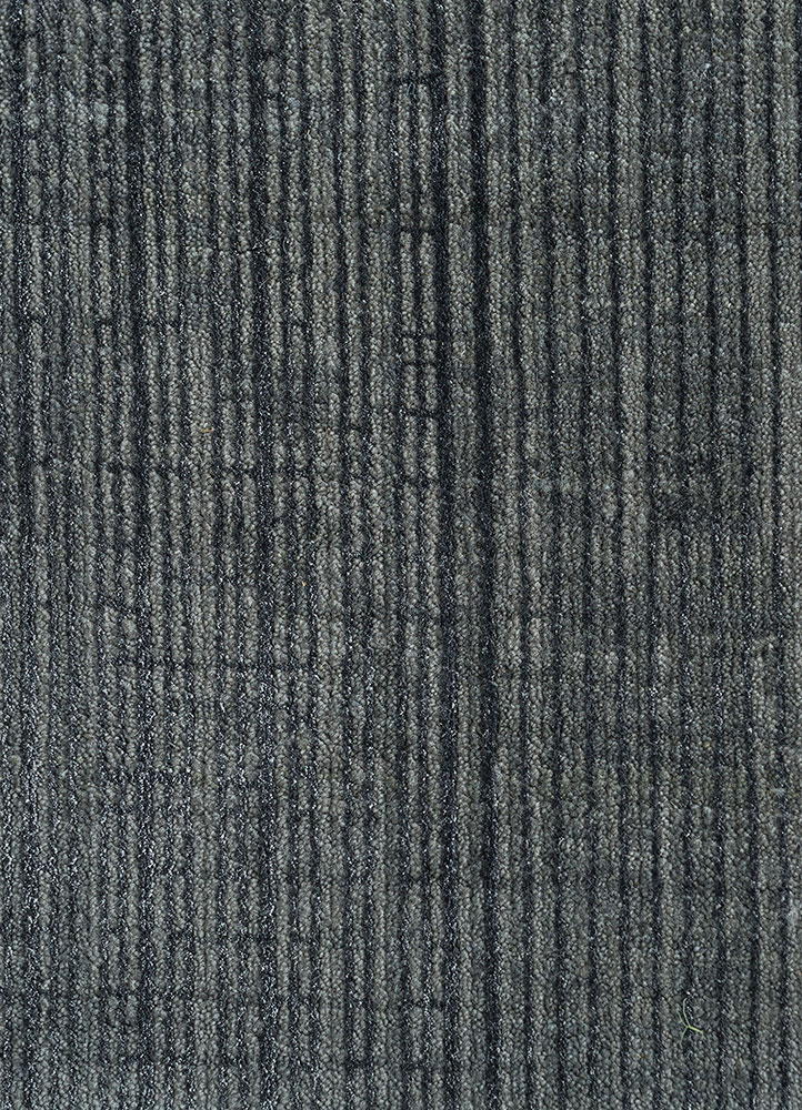 project error by kavi grey and black wool and bamboo silk hand knotted Rug - CloseUp