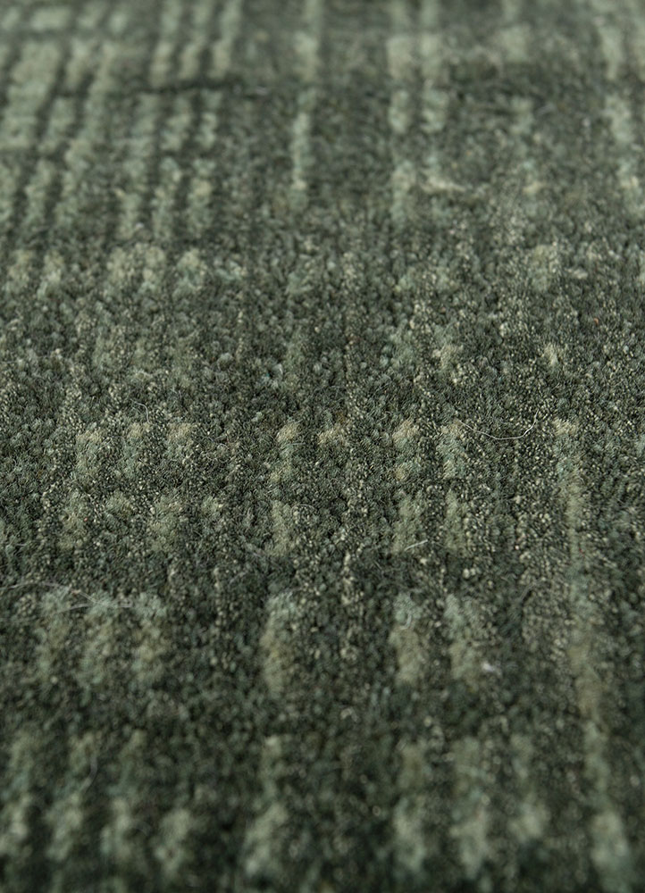 project error by kavi green wool and bamboo silk hand knotted Rug - CloseUp