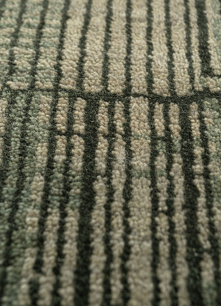 project error by kavi green wool and bamboo silk hand knotted Rug - CloseUp