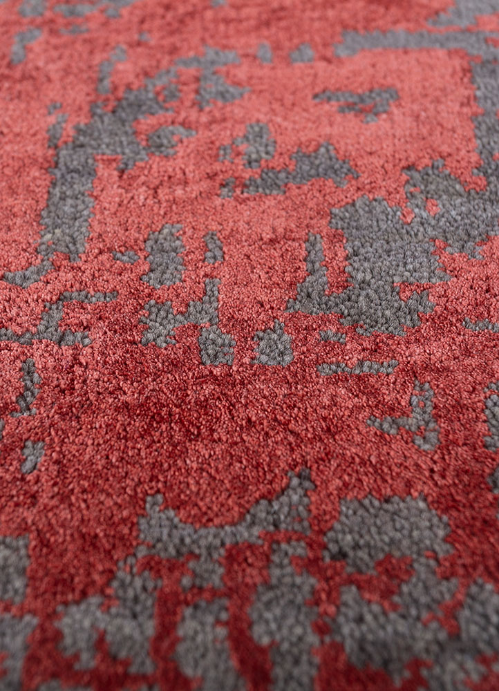 chaos theory by kavi grey and black wool and bamboo silk hand knotted Rug - CloseUp