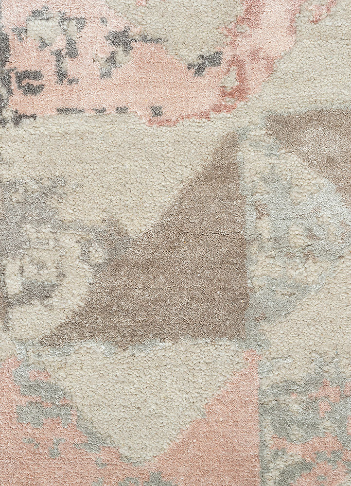 project error by kavi beige and brown wool and bamboo silk hand knotted Rug - CloseUp