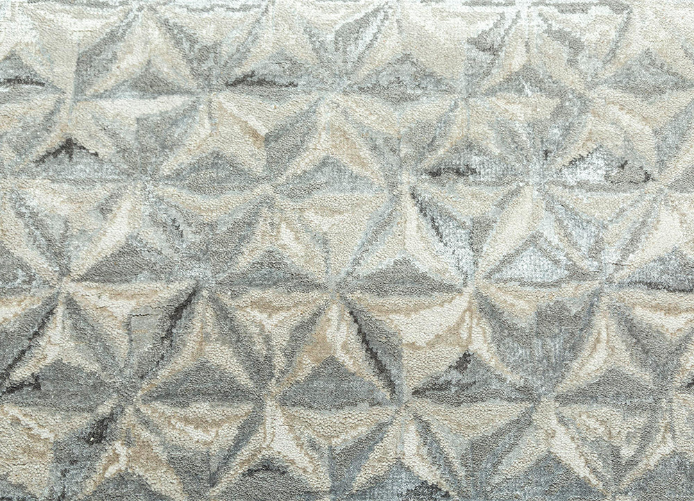 chaos theory by kavi grey and black wool and bamboo silk hand knotted Rug - CloseUp