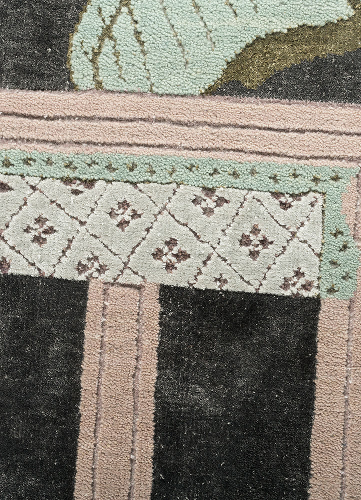 jaipur wunderkammer red and orange wool and bamboo silk hand knotted Rug - CloseUp