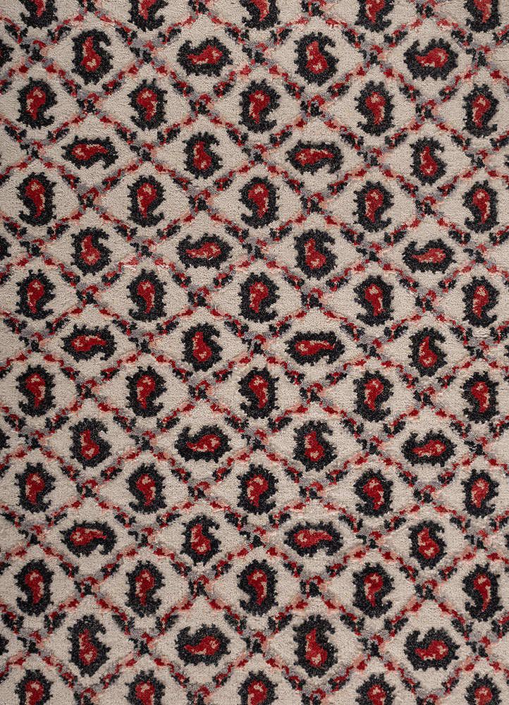 gilded age ivory wool and bamboo silk hand knotted Rug - CloseUp