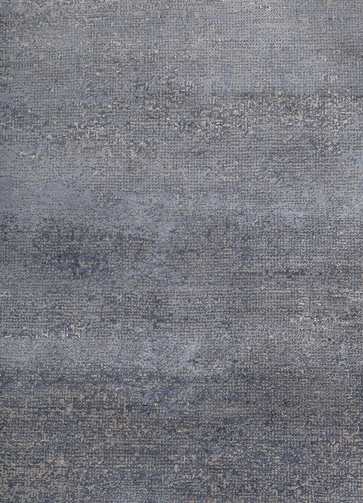 afterglow by kavi grey and black wool and bamboo silk hand knotted Rug - CloseUp