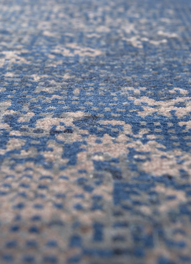 afterglow by kavi grey and black wool and bamboo silk hand knotted Rug - CloseUp