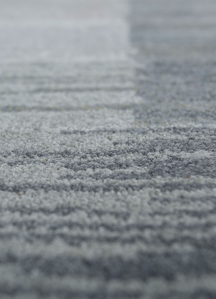 afterglow by kavi blue wool and bamboo silk hand knotted Rug - CloseUp