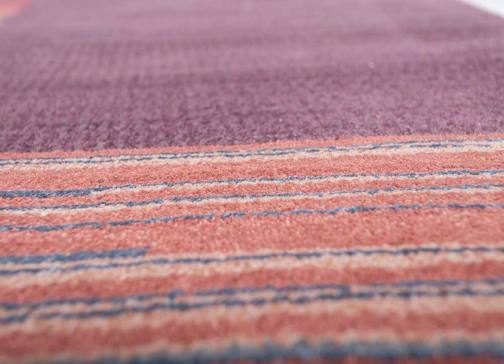 afterglow by kavi red and orange wool and bamboo silk hand knotted Rug - CloseUp