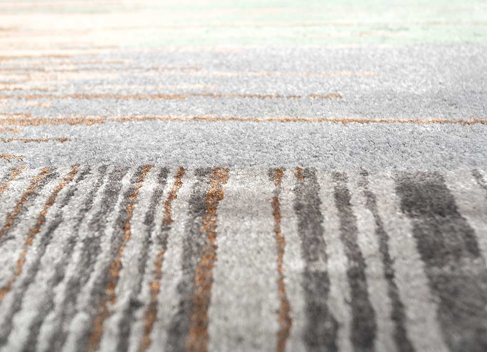 afterglow by kavi grey and black wool and bamboo silk hand knotted Rug - CloseUp