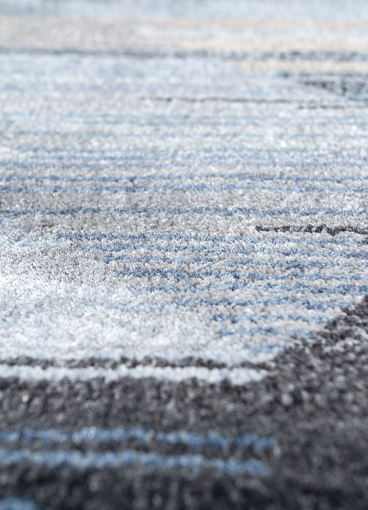 afterglow by kavi blue wool and bamboo silk hand knotted Rug - CloseUp