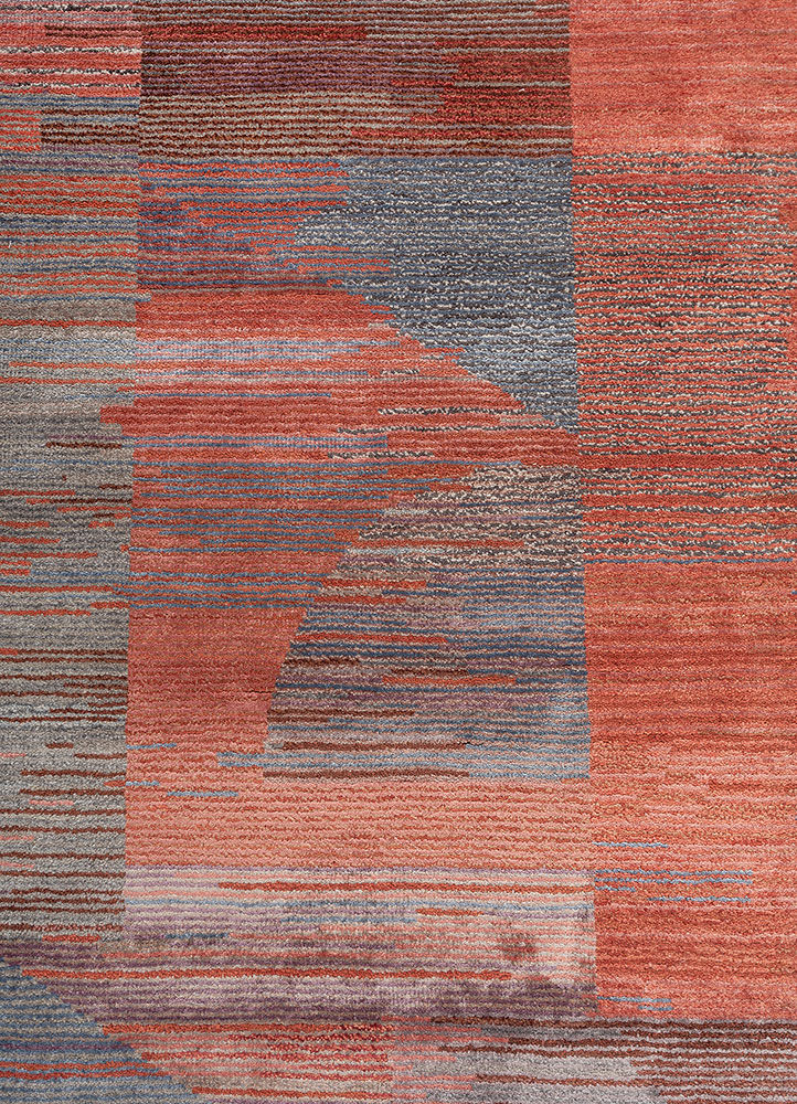 aakar by kavi grey and black wool and bamboo silk hand knotted Rug - CloseUp