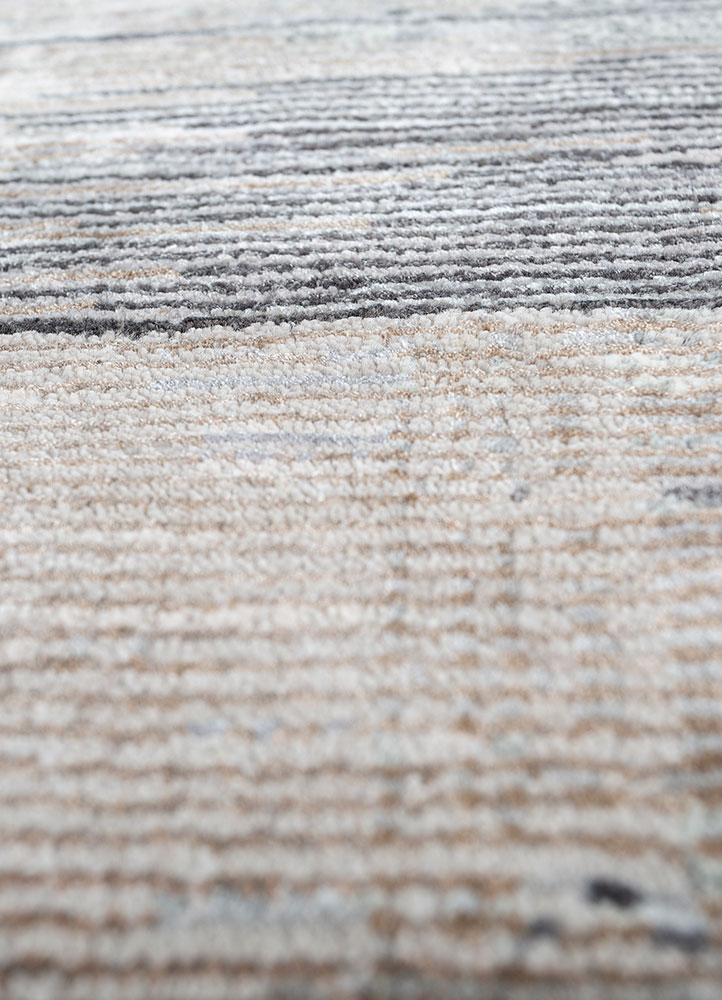 afterglow by kavi grey and black wool and bamboo silk hand knotted Rug - CloseUp