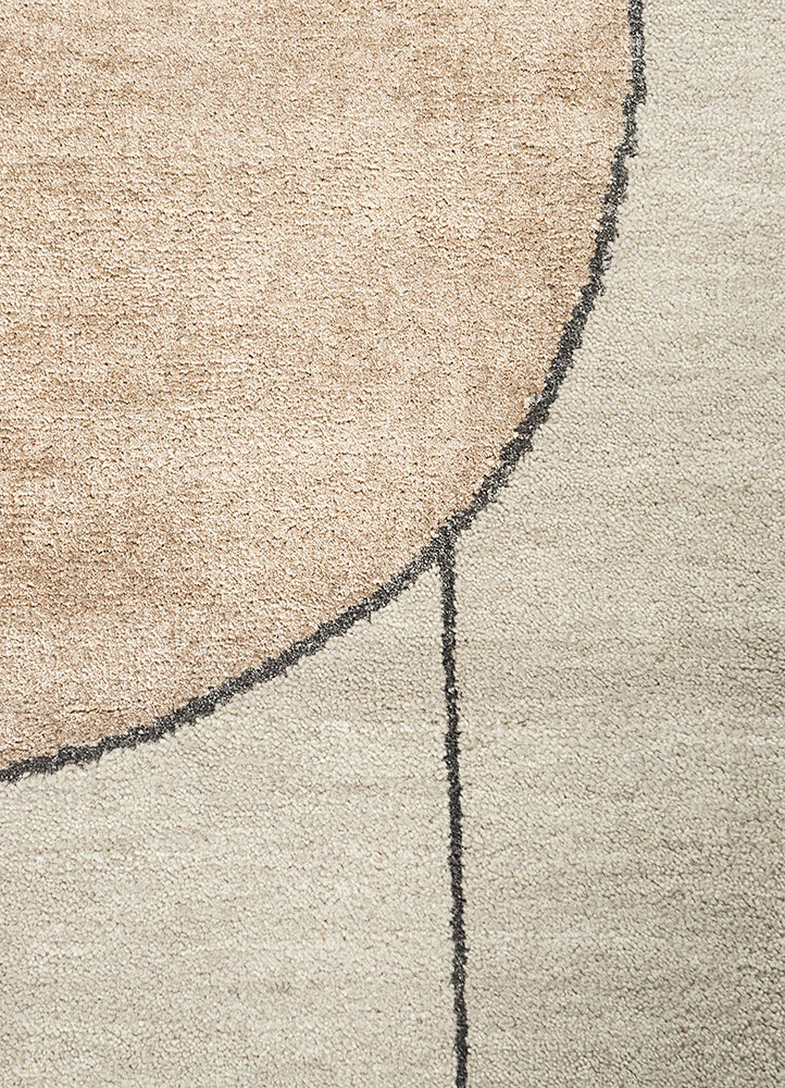 chaos theory by kavi grey and black wool and bamboo silk hand knotted Rug - CloseUp