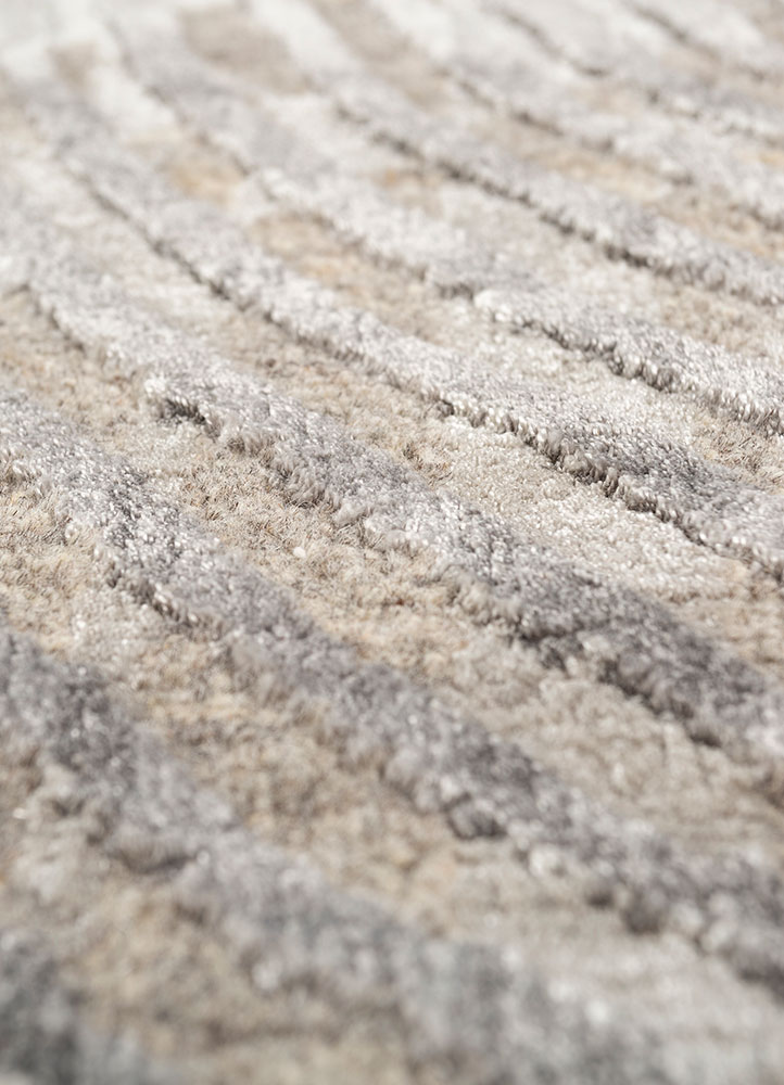 aakar by kavi beige and brown wool and bamboo silk hand knotted Rug - CloseUp