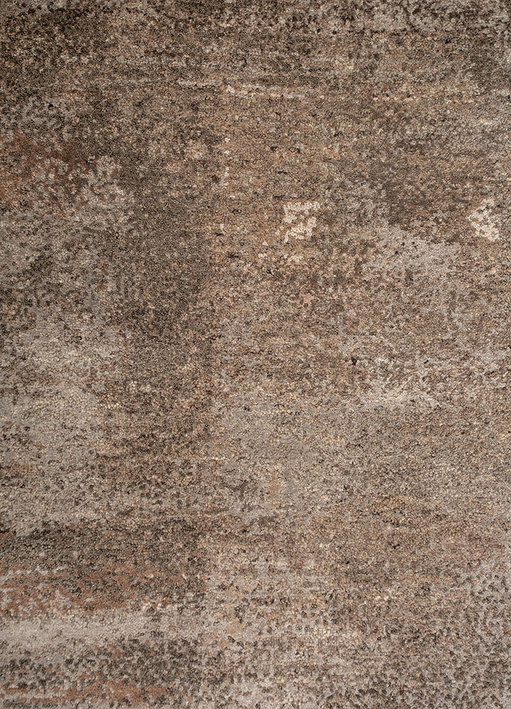 hidden by kavi beige and brown wool and bamboo silk hand knotted Rug - CloseUp