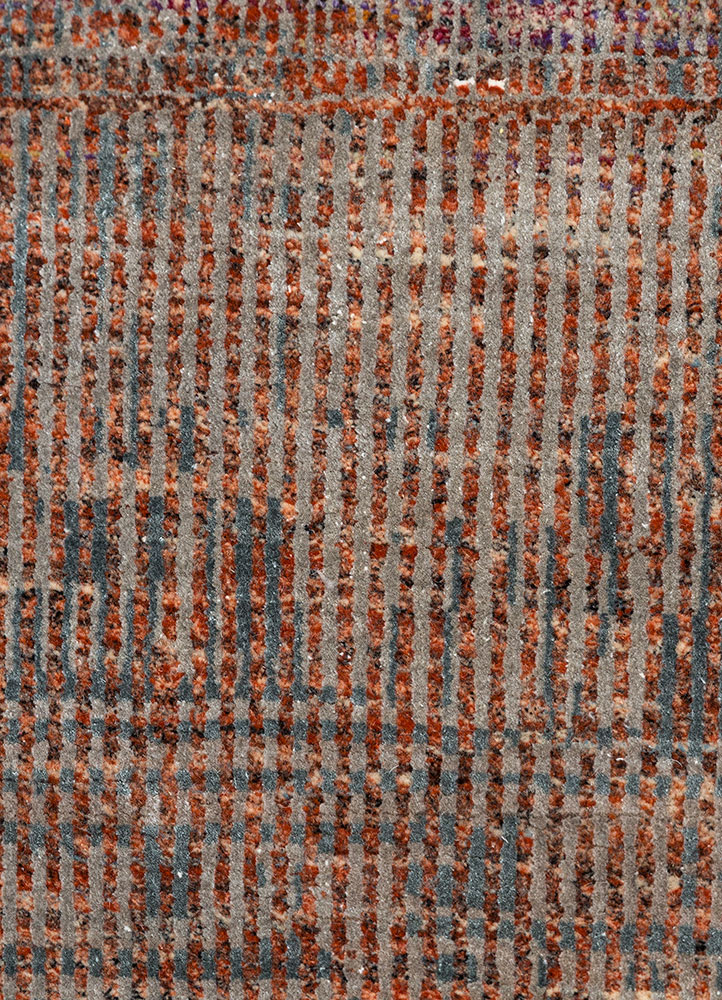chaos theory by kavi beige and brown wool and bamboo silk hand knotted Rug - CloseUp