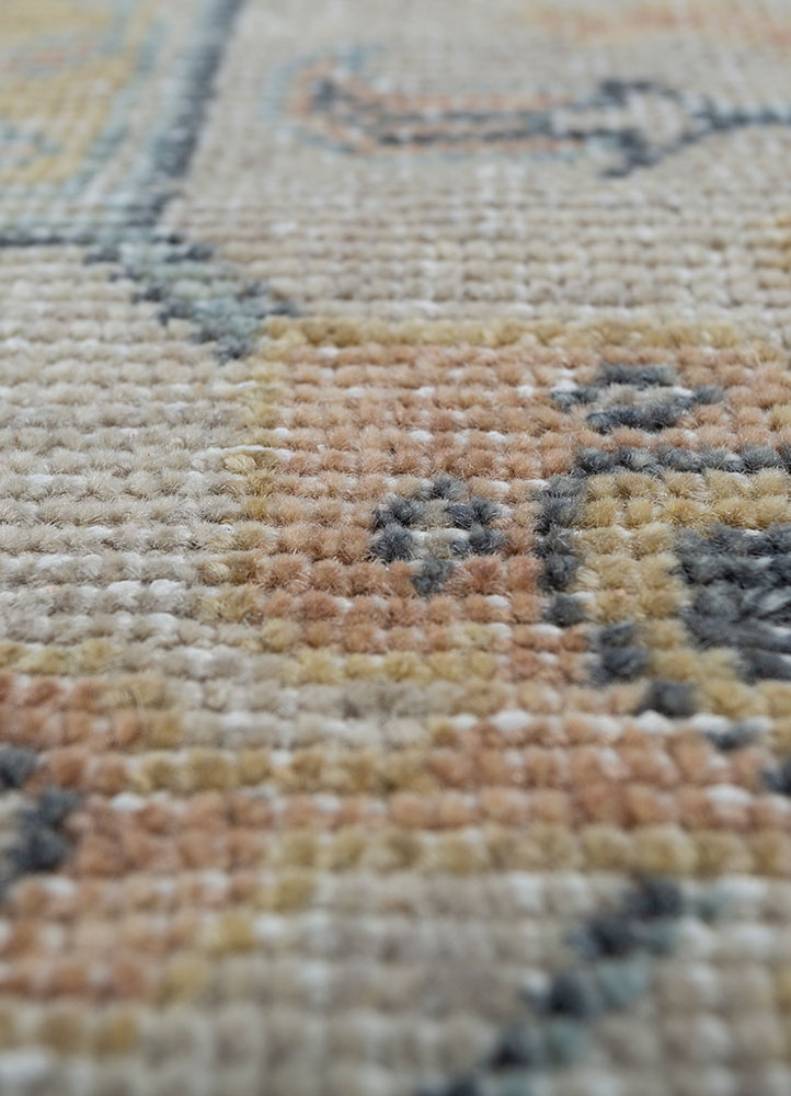 erbe ivory wool hand knotted Rug - CloseUp