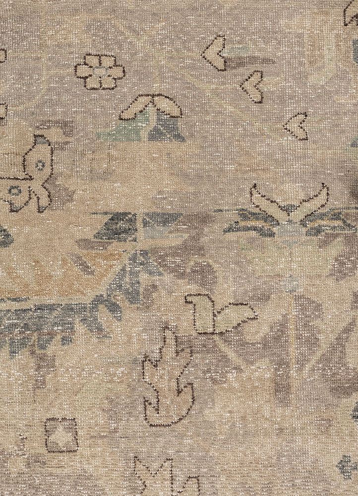 erbe ivory wool hand knotted Rug - CloseUp