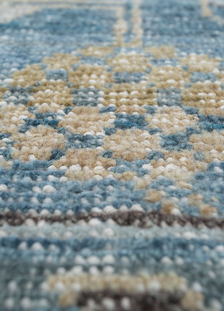 viscaya blue wool hand knotted Rug - CloseUp