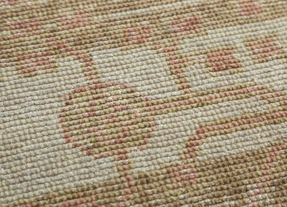 erbe beige and brown wool hand knotted Rug - CloseUp