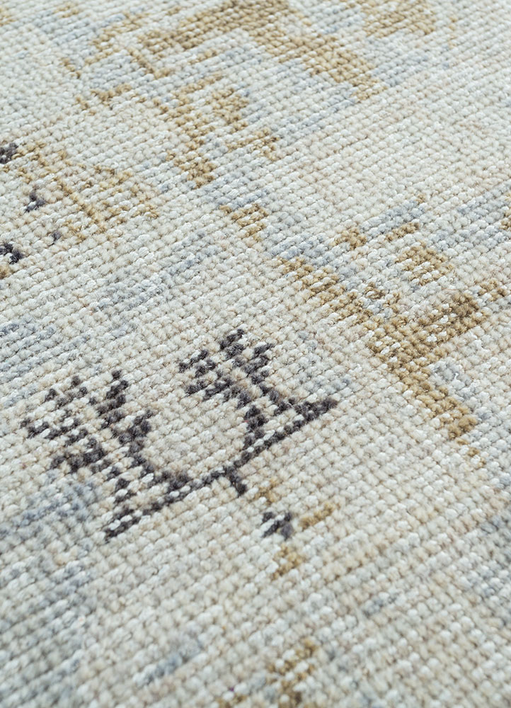 erbe ivory wool hand knotted Rug - CloseUp