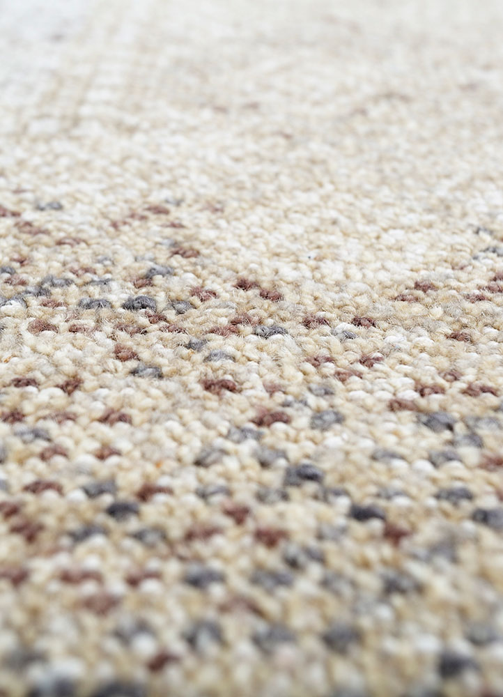 erbe beige and brown wool hand knotted Rug - CloseUp