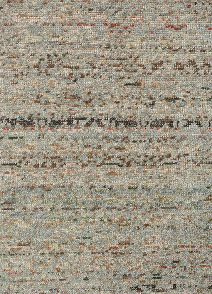 erbe green wool hand knotted Rug - CloseUp