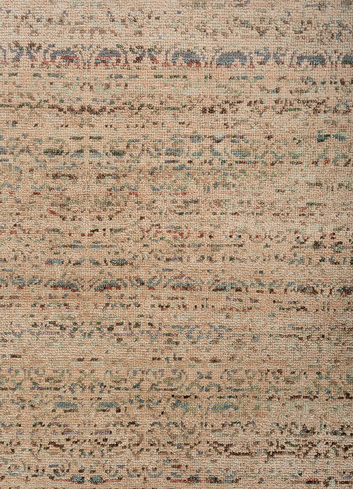 erbe beige and brown wool hand knotted Rug - CloseUp