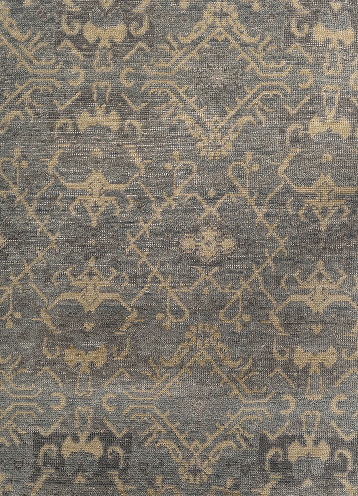 erbe blue wool hand knotted Rug - CloseUp