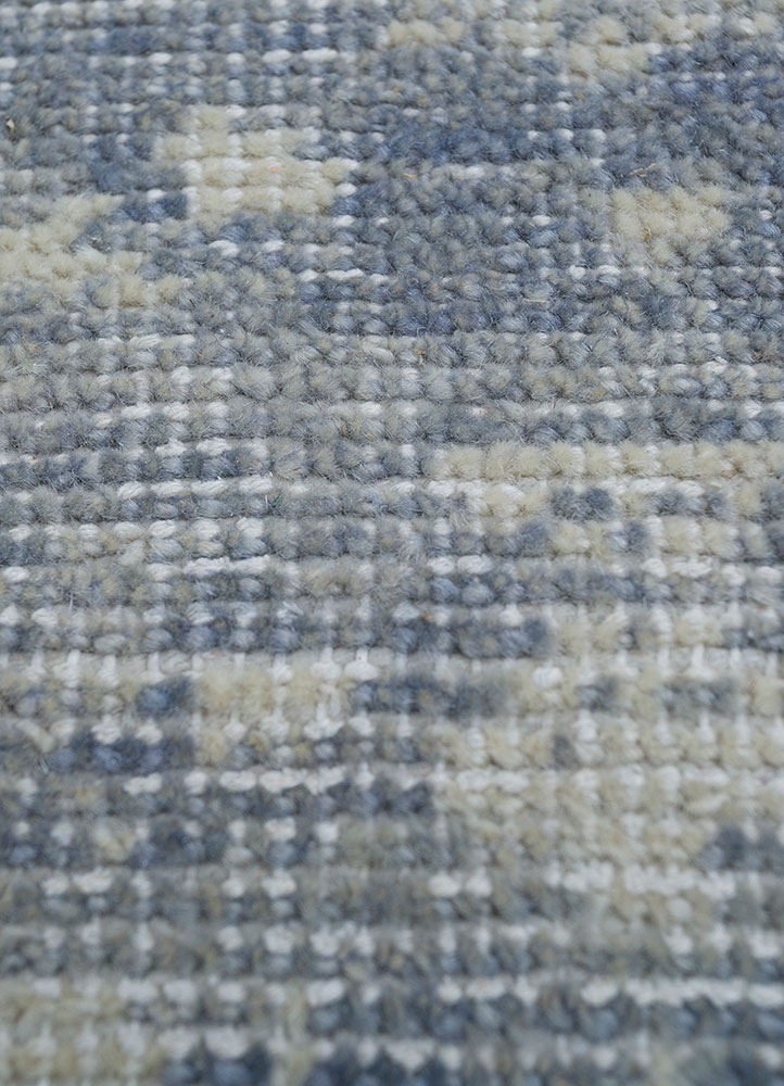 erbe blue wool hand knotted Rug - CloseUp