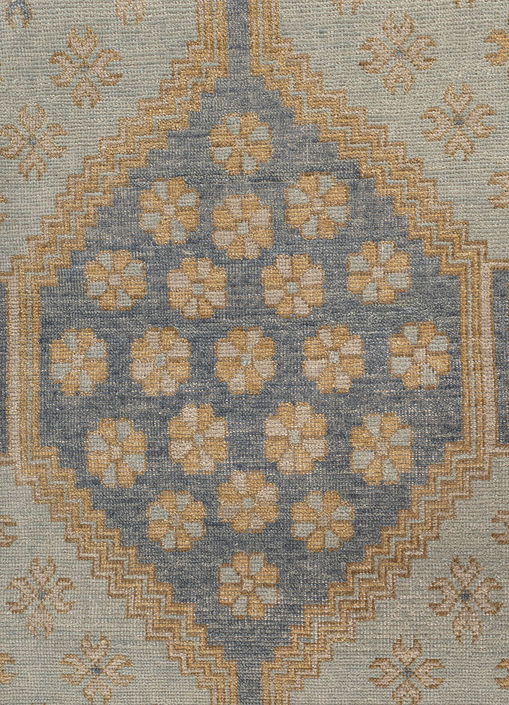 erbe blue wool hand knotted Rug - CloseUp
