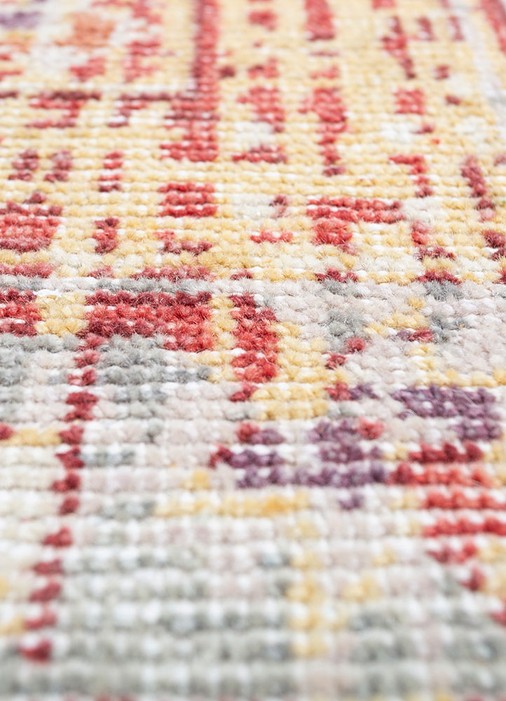 erbe red and orange wool hand knotted Rug - CloseUp