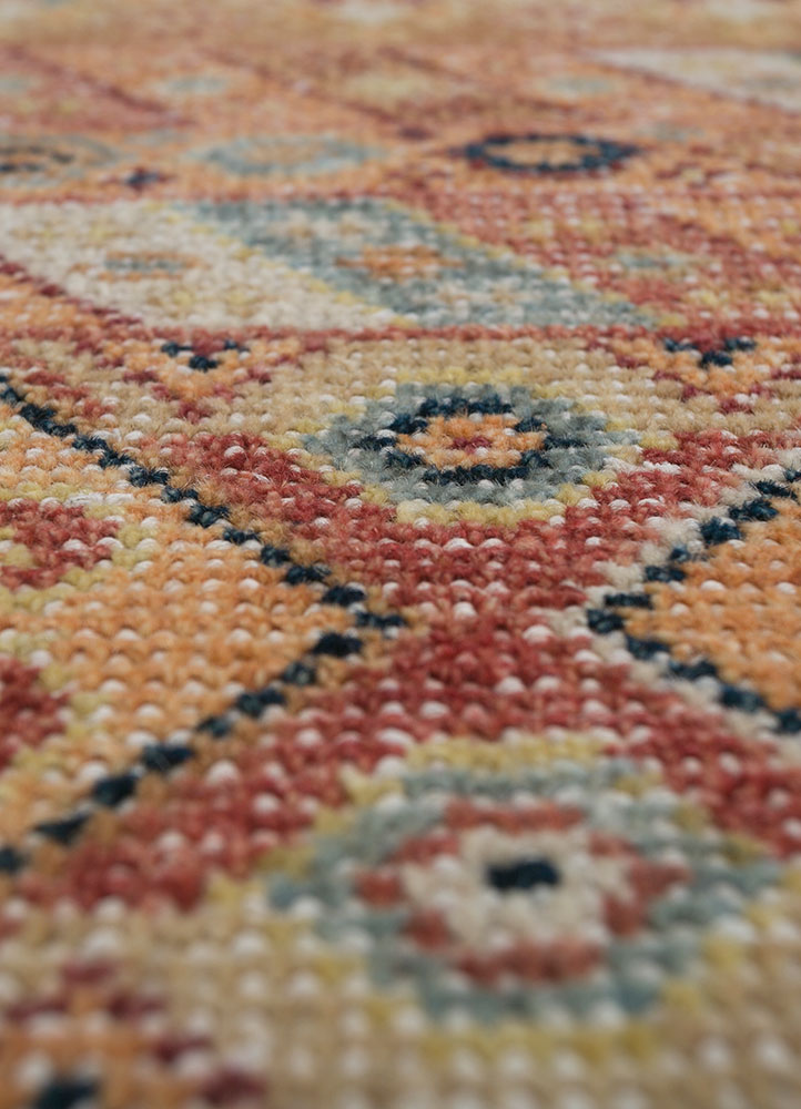 erbe beige and brown wool hand knotted Rug - CloseUp