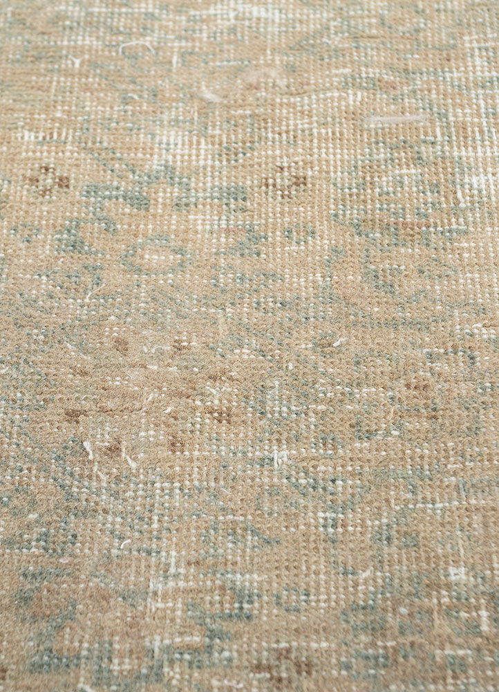 erbe beige and brown wool hand knotted Rug - CloseUp