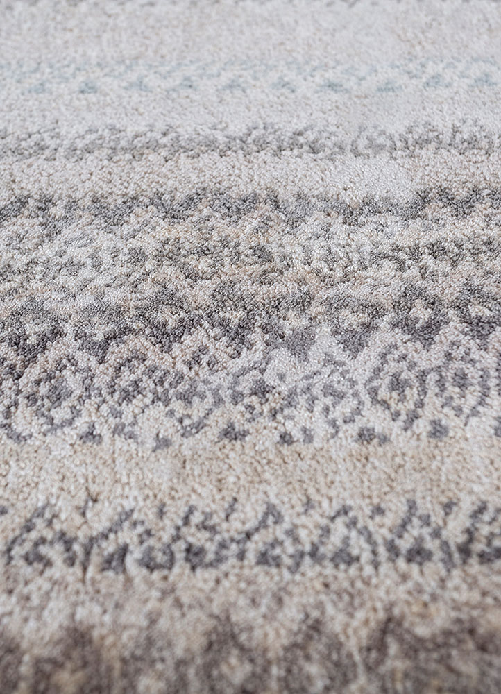 basis beige and brown bamboo silk hand loom Rug - CloseUp