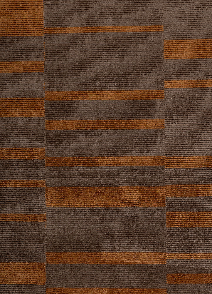 tesoro beige and brown polyester hand loom Rug - CloseUp