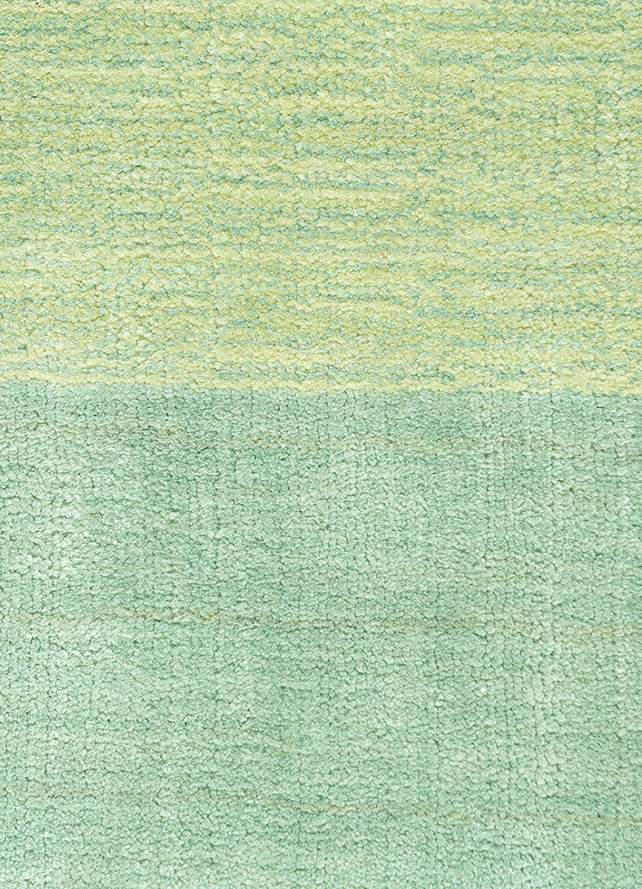 basis green viscose hand loom Rug - CloseUp