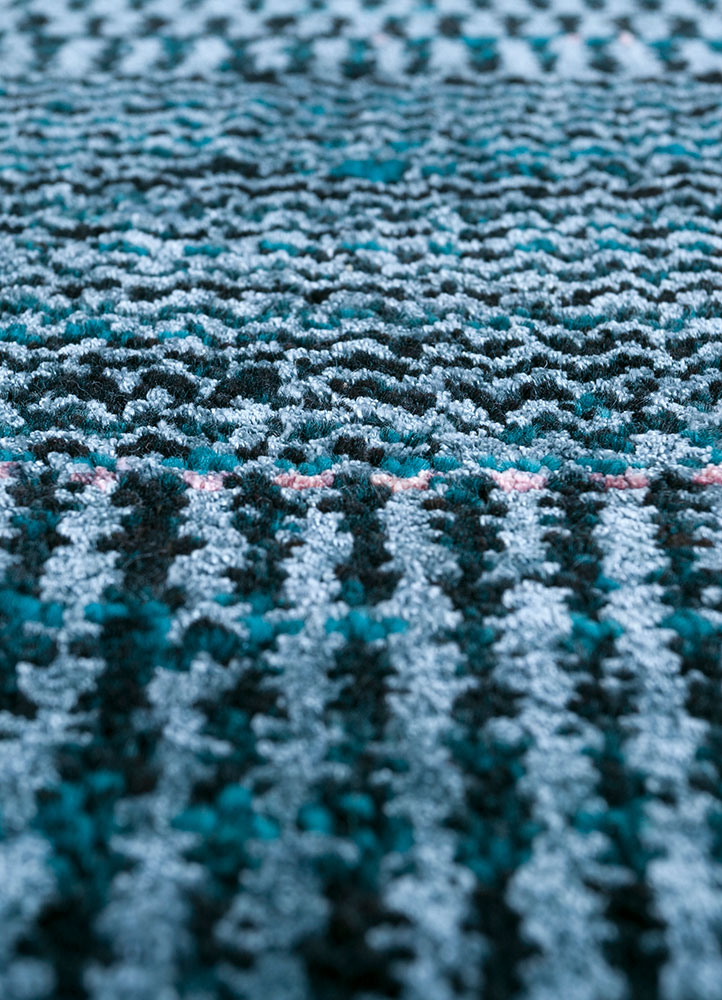 konstrukt blue wool and bamboo silk hand loom Rug - CloseUp